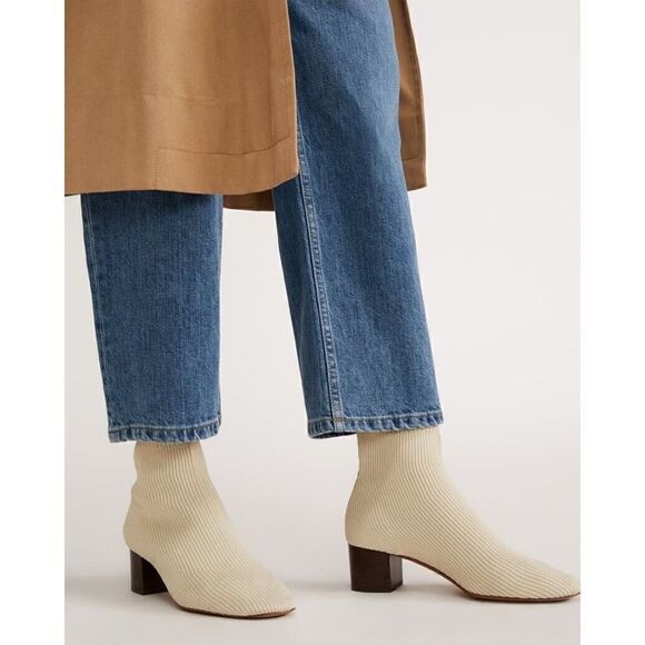 Everlane The Glove Boot Women Size 11 Ribbed Knit Ankle Boots Bone - Picture 2 of 12